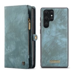 Caseme - Vintage 2 in 1 portemonnee hoes - Samsung Galaxy S22 Ultra - Blauw