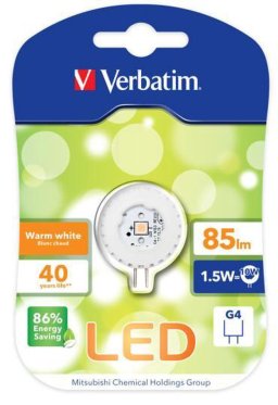 Verbatim LED-Kapsel (rund) G4, 1,5W (10W), 85lm, warmwit